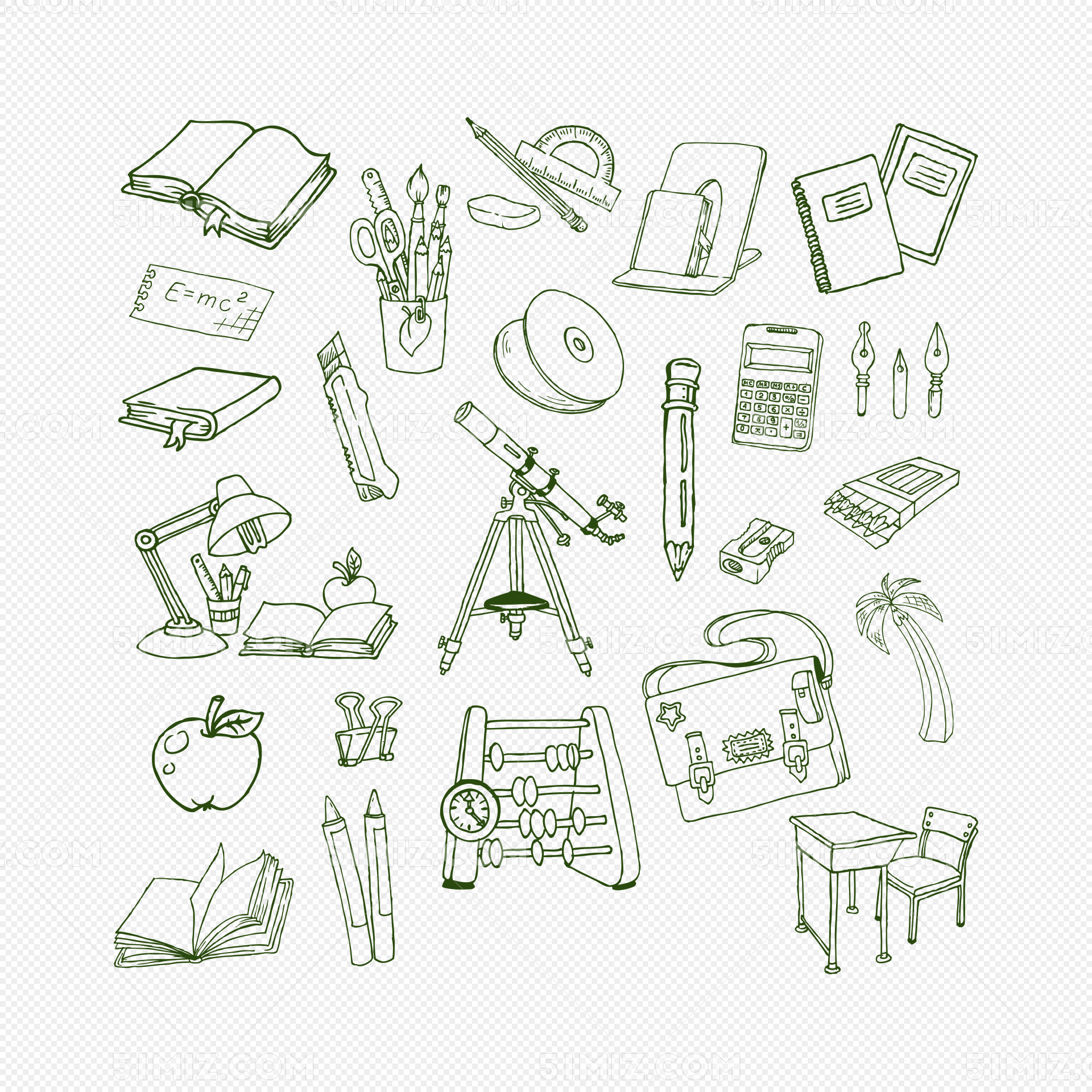 线描文具教学用具矢量图的应用与创作